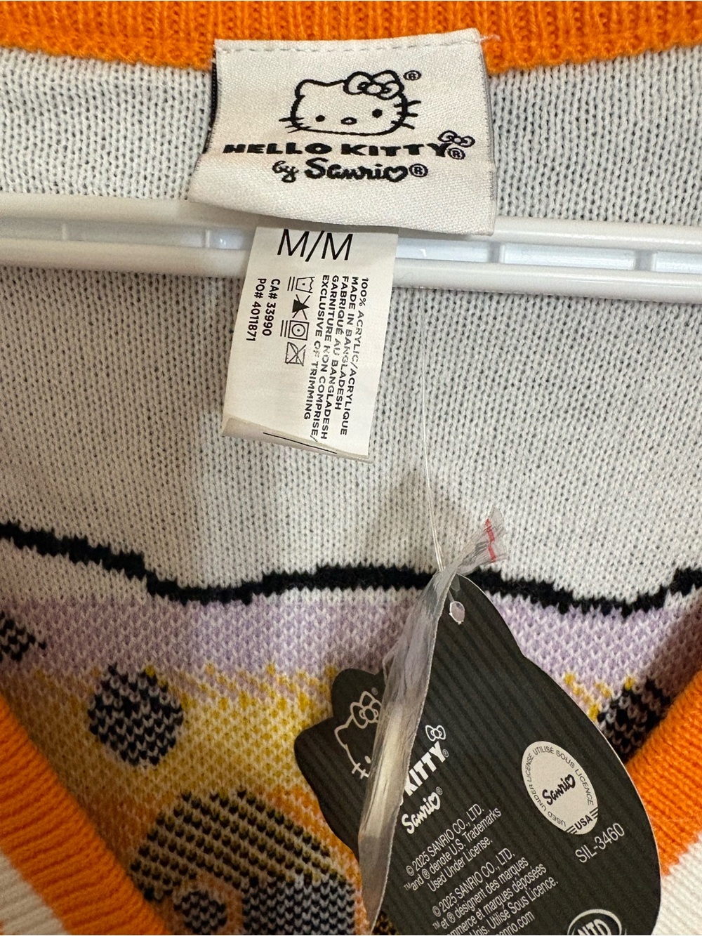 Hello Kitty Halloween themed Black and Orange Varsity Cardigan - Picture 5 of 5